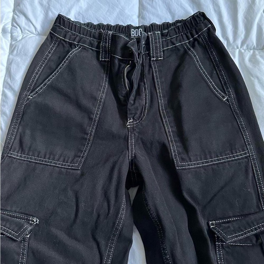 Urban Outfitters Black Cargo Pants with Elastic Waistband